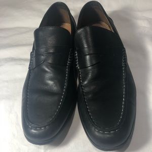 Aston Grey black leather loafers